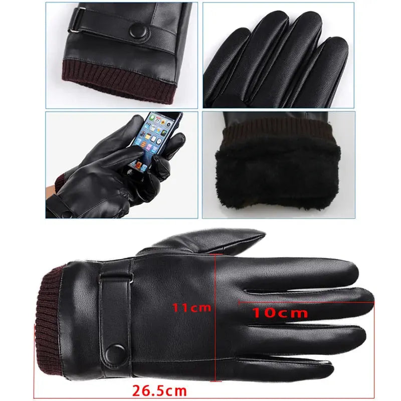 Touch Screen Men's Leather Gloves for Winter