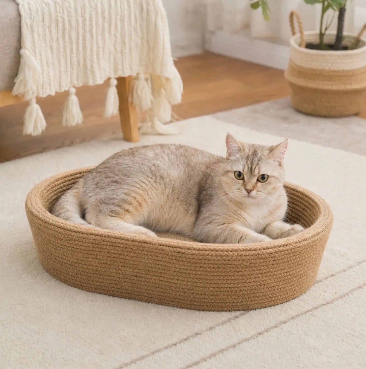Oval Sisal 2-in-1 Cat Scratcher Bed