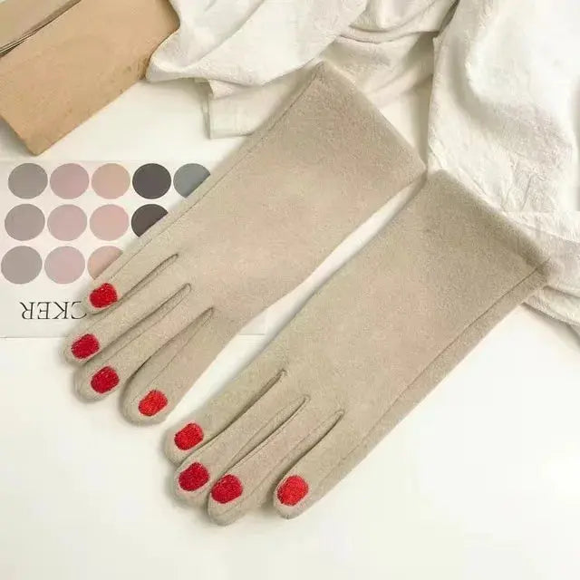 Touch Screen Winter Gloves with Nail Polish Design