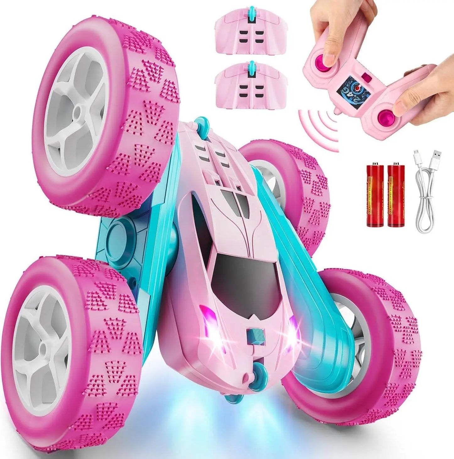 RC Cars for Kids 6-12, LED Lights & Flips