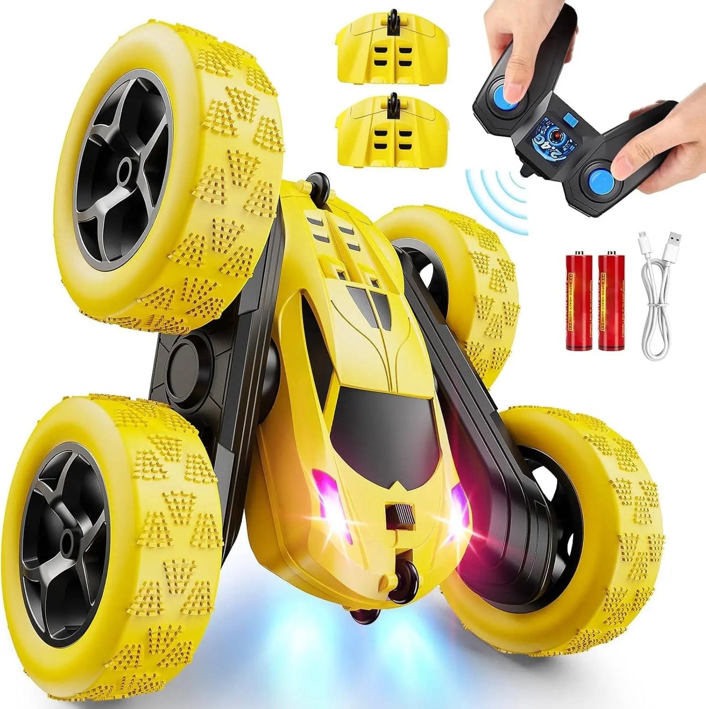 RC Cars for Kids 6-12, LED Lights & Flips