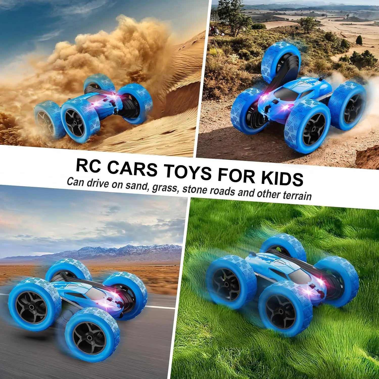 RC Cars for Kids 6-12, LED Lights & Flips
