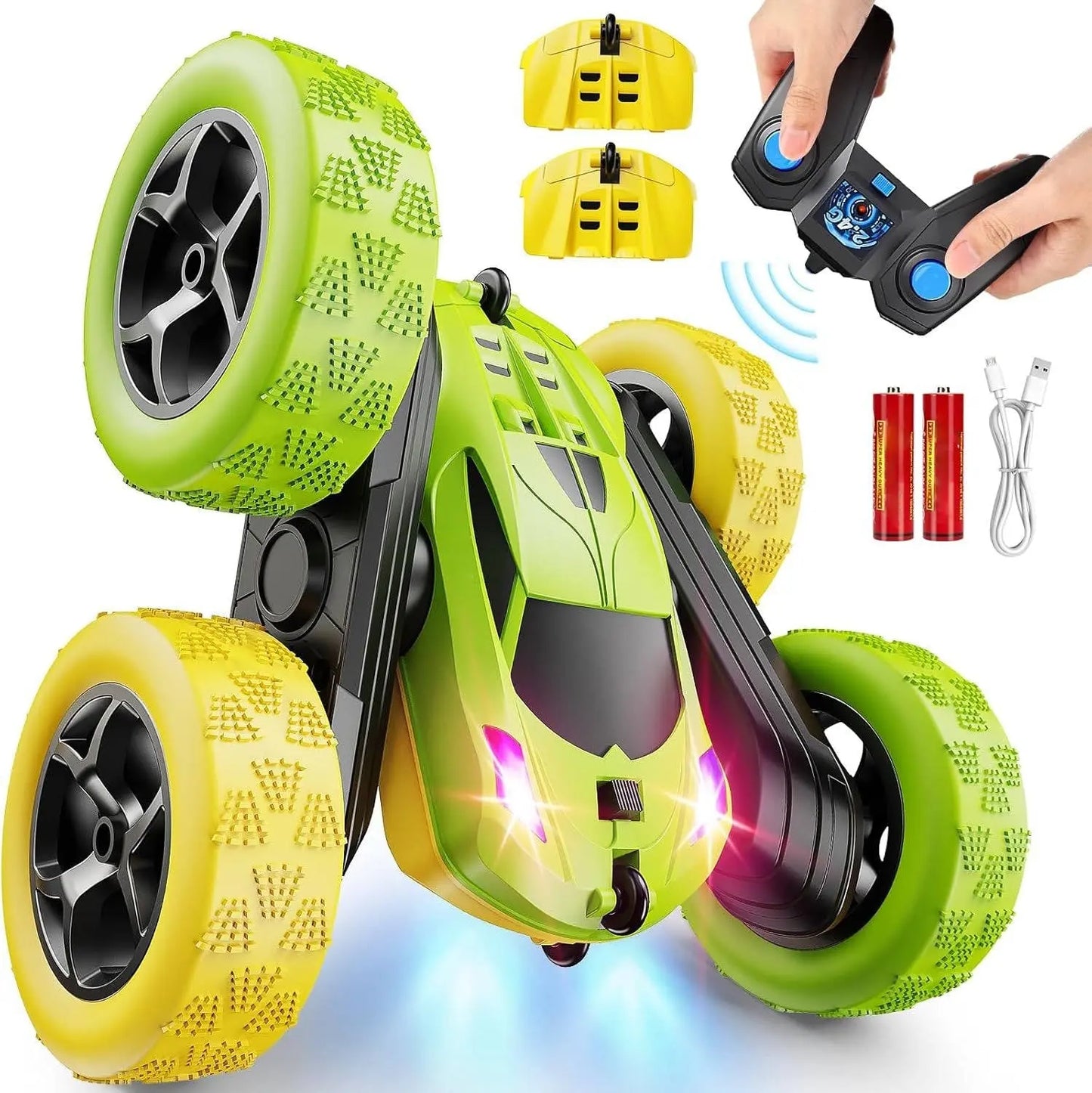 RC Cars for Kids 6-12, LED Lights & Flips