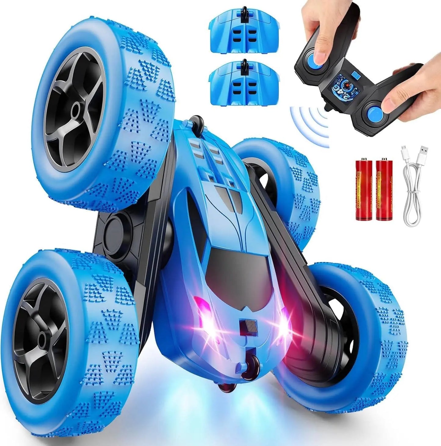 RC Cars for Kids 6-12, LED Lights & Flips